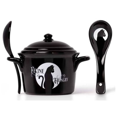 Soup Bowl w/ Spoon - Feline Hungry