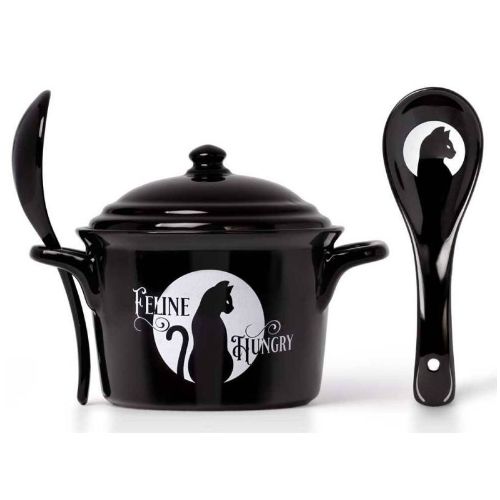 Soup Bowl w/ Spoon - Feline Hungry