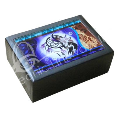 Box Black Wood w/ Decorative Print 5x7