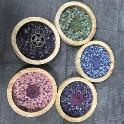 Gemstone Coaster or Altar Tile w/ Symbol - Select