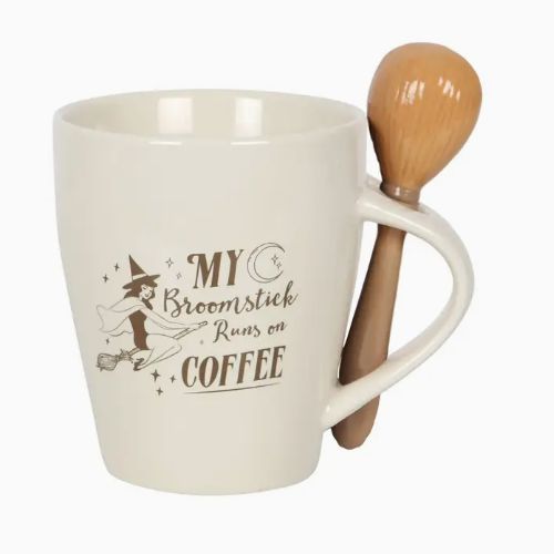 My Broomstick Runs on Coffee Mug &amp; Spoon Set