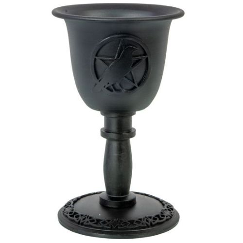 Candle Holder Chalice Black - Select, Type: Pentacle w/ Raven