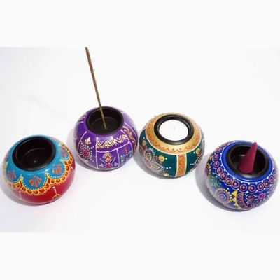 Incense Burner Candle Holder Round Colorful