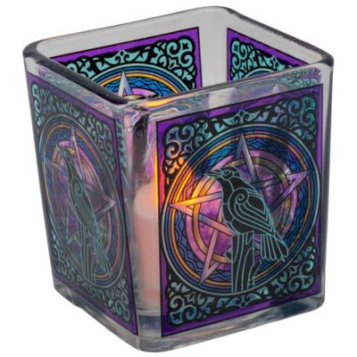 Candle Holder Glass Square w/ Design Select Style