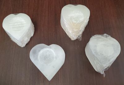 Selenite Candle Holder - Heart-shaped 4" x 2"