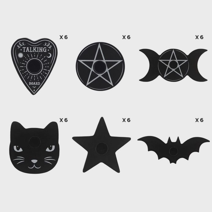 Chime Candle Holder Black Magic Spell, Style: Black Cat