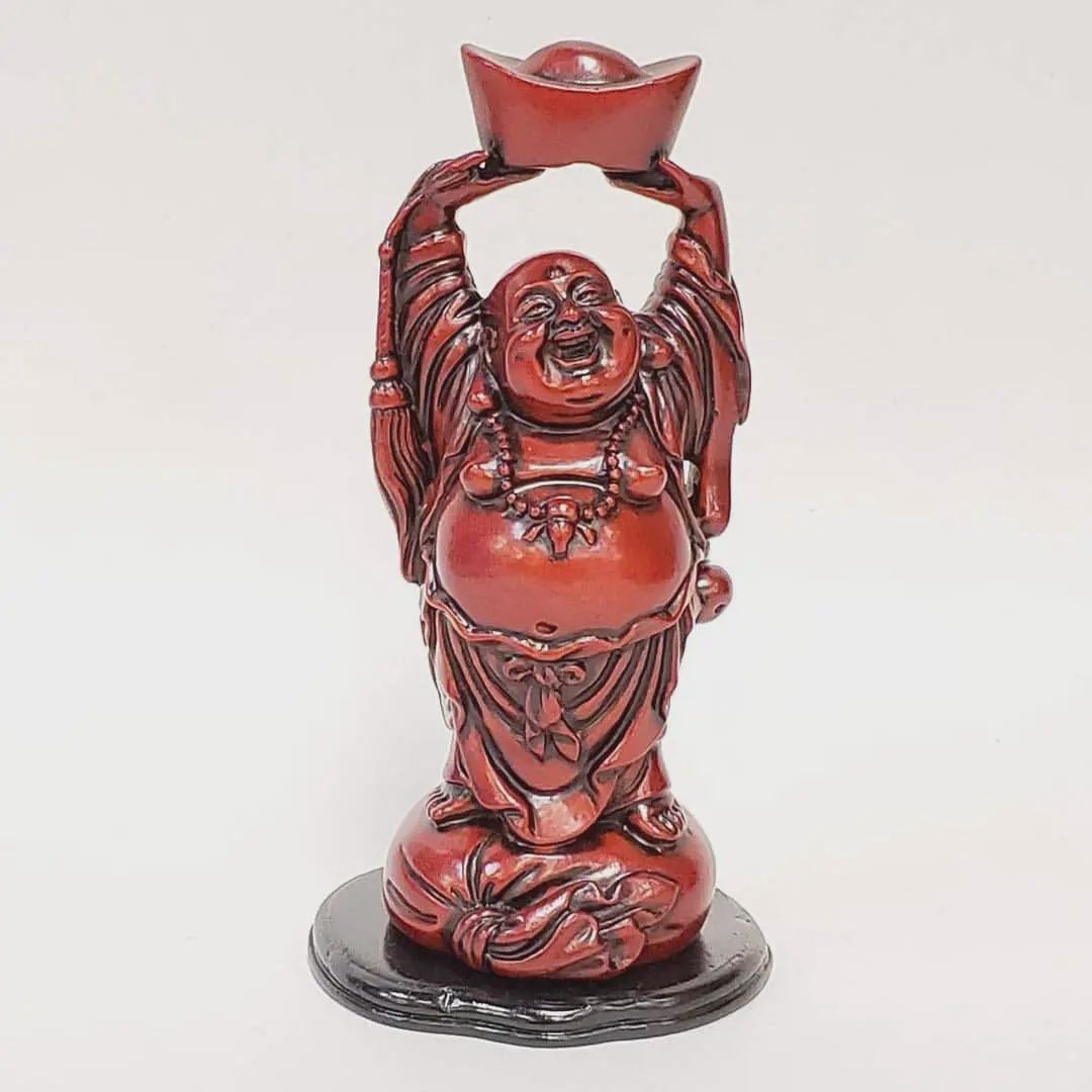 Buddha Statue Red Standing raising nugget 7.5"