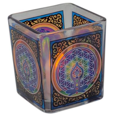 Candle Holder Glass Square w/ Design Select Style