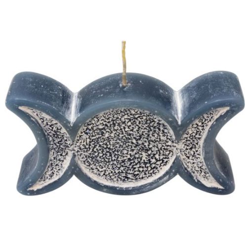 Candle Sacred Symbol Triple Moon Grey