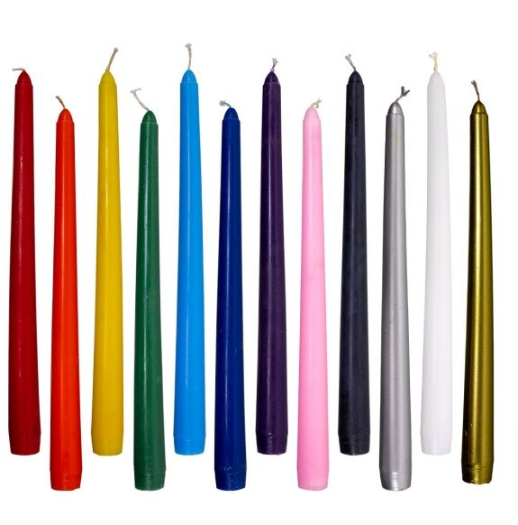 Taper Candle 12&quot; Assorted Colors, Color: Red