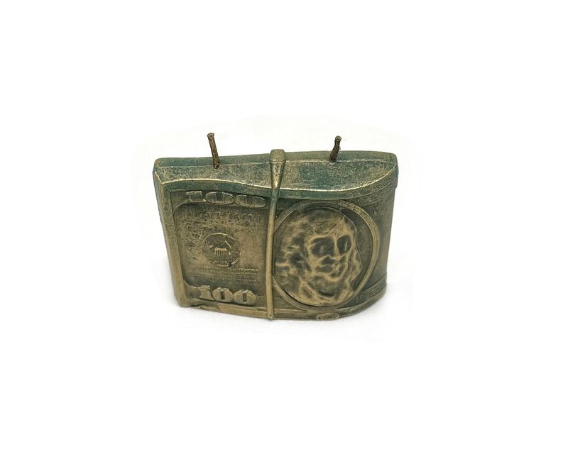 Candle Dollar Sign Green 3.5&quot; tall double wick