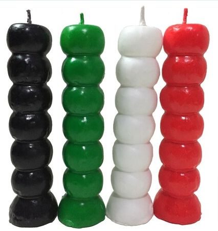 Candle 7 Knob Wishing Candle 6.5&quot; Asst Colors, Color: black