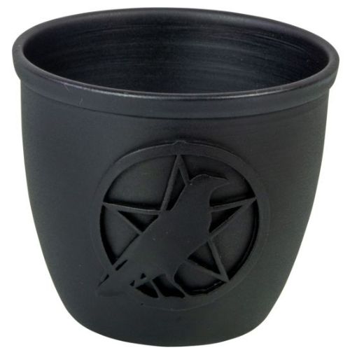 Candle Holder for Taper Metal Pot Black - Select, Type: Pentacle w/ Raven