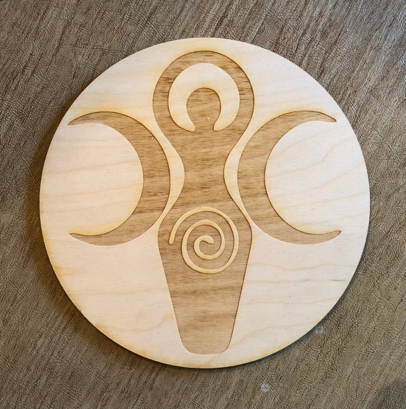 Crystal Grid - Goddess Moon Wood Crystal Grid 6&quot;