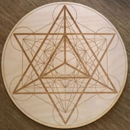 Crystal Grid - Metatron&#39;s Cube Merkaba wooden 4&quot;