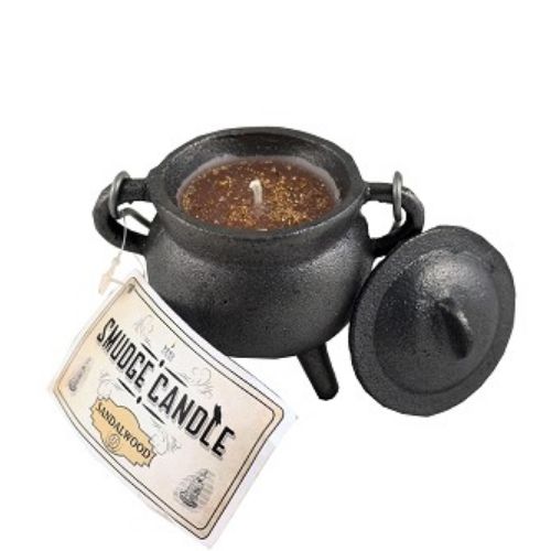 Cauldron Candle Holder w/ Smudge Candle - Select, Scent: Sandalwood