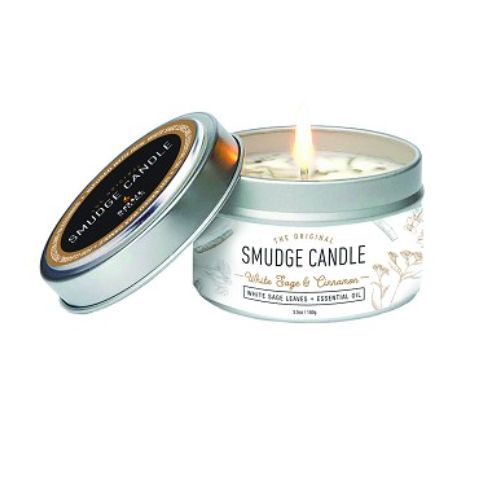 Smudge Candle  Tin Jar 3.5 Oz Asst, Type: Cinnamon + White Sage