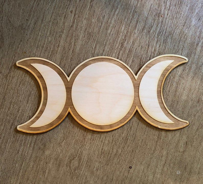 Crystal Grid - Triple Moon Wood 6&quot;