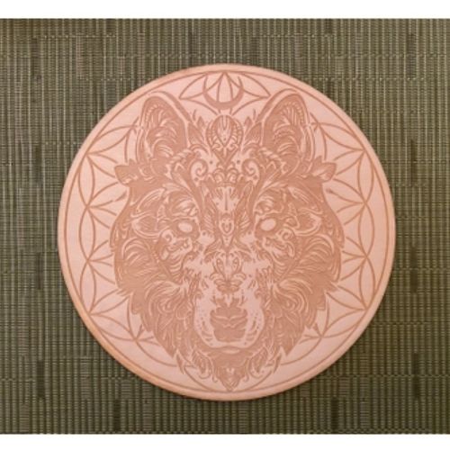 Crystal Grid - Wolf Flower of Life wooden 4&quot;