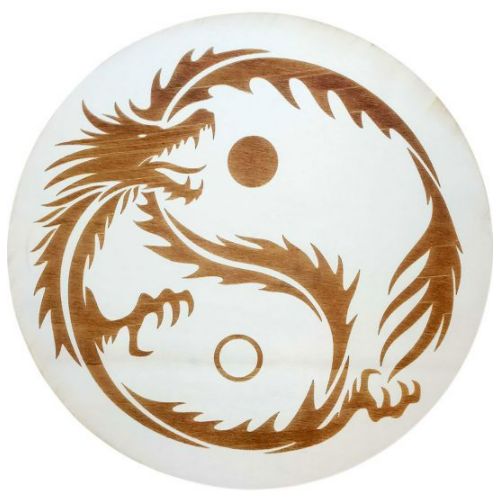 Crystal Grid Wood 12&quot; Circle by Kheops, Style: Dragon Yin Yang