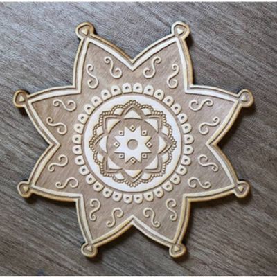 Crystal Grid - Mandala Wooden Lotus Shape 6"