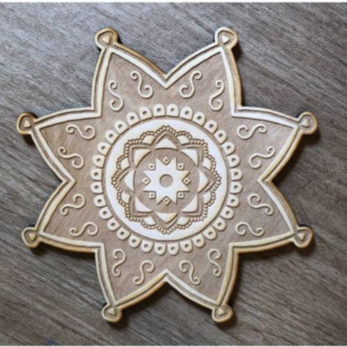 Crystal Grid - Mandala Wooden Lotus Shape 6&quot;
