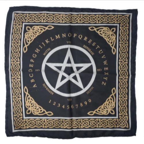 Altar Cloth Ouija Board Black w/ Silver &amp; Gold 21&quot; x 21&quot;