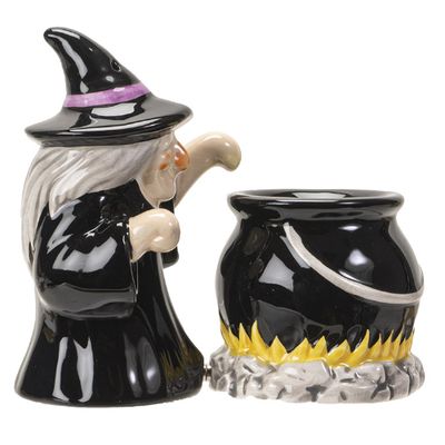Witch w/ Cauldron Salt &amp; Pepper 2.25"