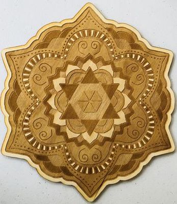 Crystal Grid - Mandala Wood 6 pointed Star 4" or 6"