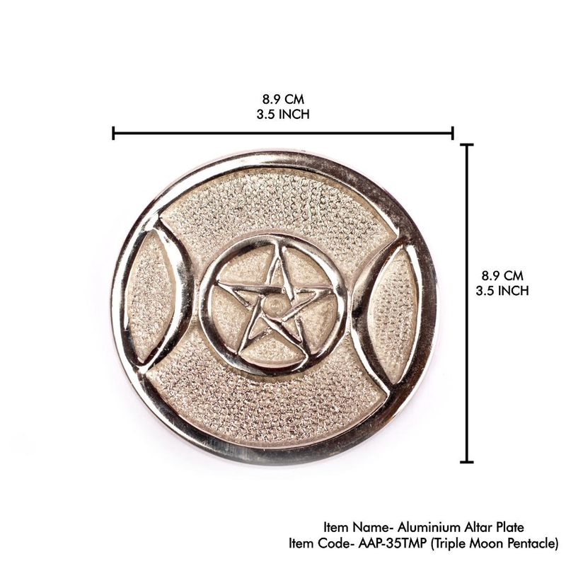 Altar Plate Aluminum Triple Moon Pentacle 3,5&quot;