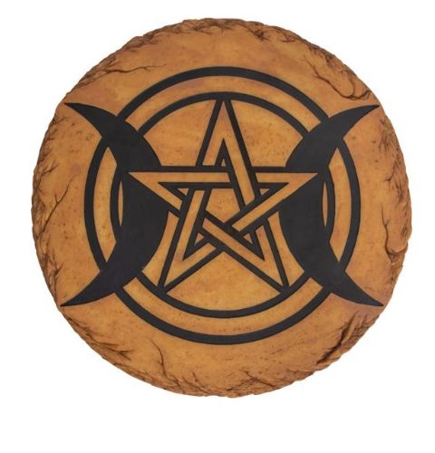 Stepping Stone Triple Moon Altar Tile w/ Stand 10&quot;