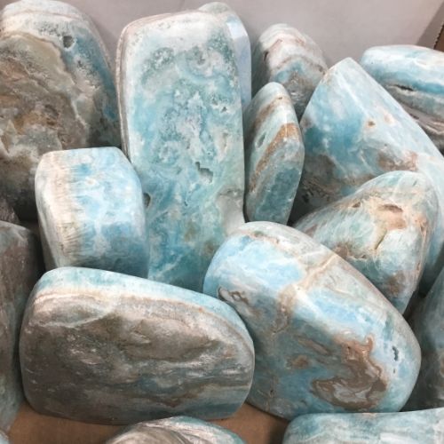 Aragonite Blue Standing Freeform priced by weight, Size: 4.5&quot;-5&quot; / 700-800g
