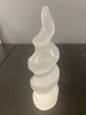 Selenite Tower Unicorn Horn 6"