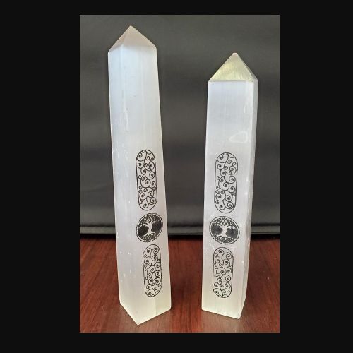 Selenite Pentagram Tower 6&quot;-7&quot;