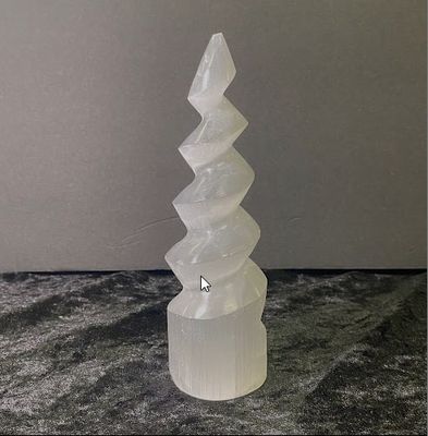 Selenite Tower Unicorn Horn 6"