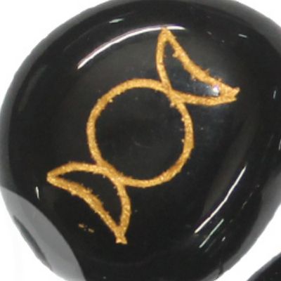 Agate Black Pocket Stone Charms  w/ Pagan Symbols