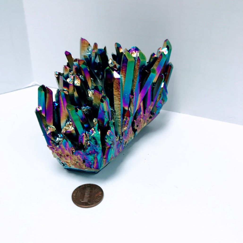 Quartz Aura Titanium Rainbow Cluster
