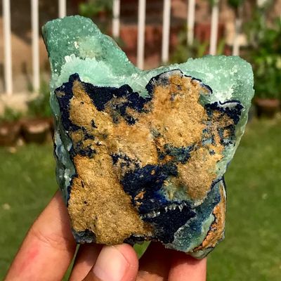Aragonite w/ Lazurite Specimen 3.5"x1.75"x1.5" | 324g