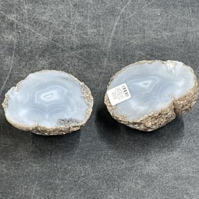 Agate Blue Lace Geode Pair 3.5"x4"x2" 2lbs 10oz (6lbs pair)