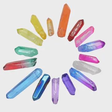 Quartz Drilled Hole Points Dyed  Select, Color: Assorted