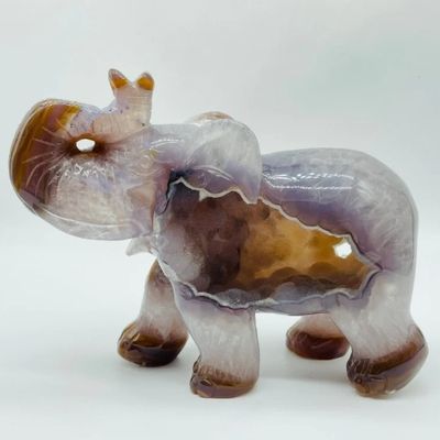 Agate Druzy Elephant High Grade Gemstone Carving 6"-7.5"