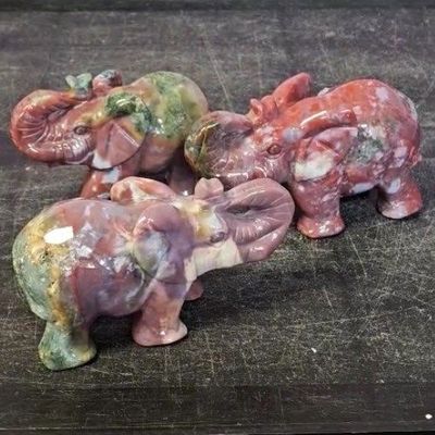 Jasper Ocean Elephant Gemstone Carving 4.5"x3" - Select weight