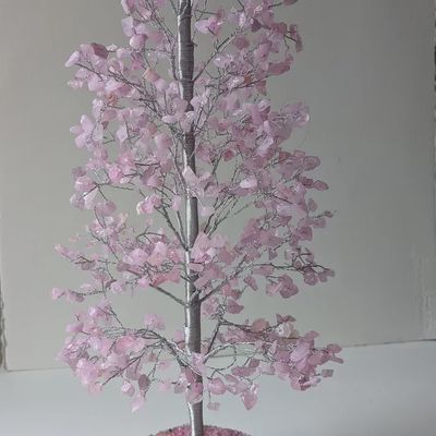 Gemstone Tree - 1000 Chips Rose Quartz /q Gold Wire