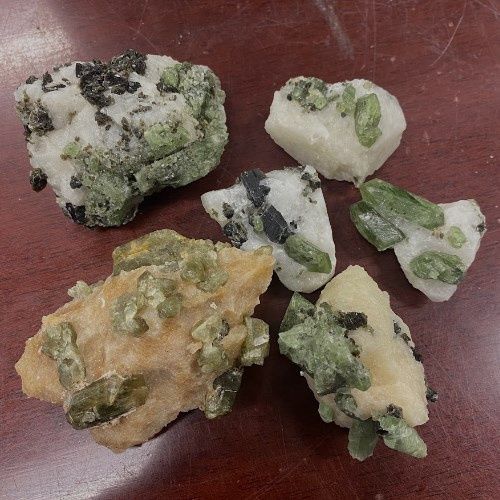 Diopside w/ Calcite Matrix some with Tourmaline Black  &amp; Mica Specimen - Select