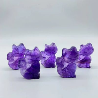 Amethyst Cat High Grade Gemstone Carving 1.5"
