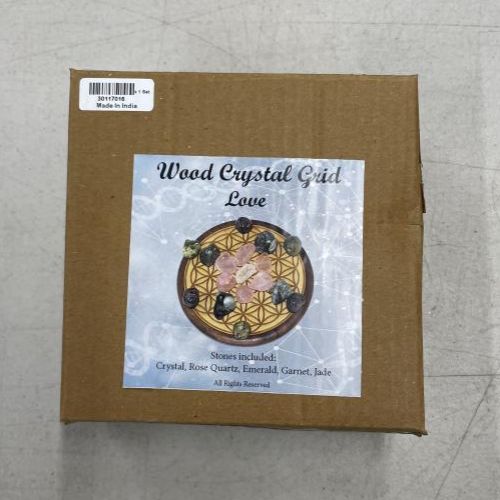 Crystal Grid Kit for Love w/ Wood Plaque &amp; Stones + Directions