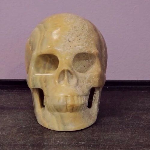 Agate Ocean Yellow Skull 5" / 1331g by Skullis