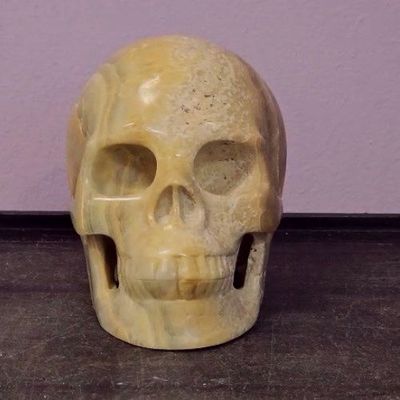 Agate Ocean Yellow Skull 5" / 1331g by Skullis