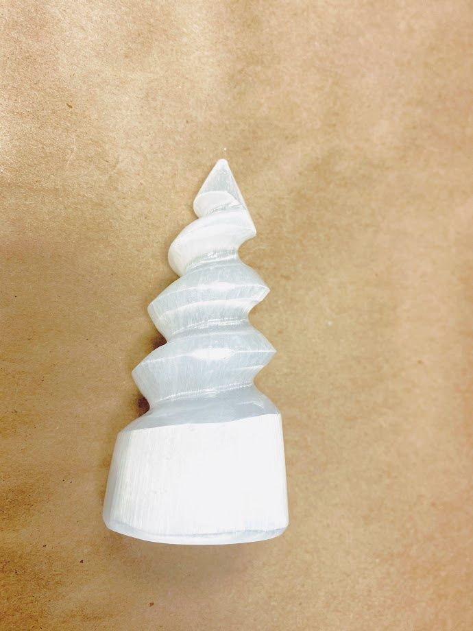 Selenite Spiral Standing 4"
