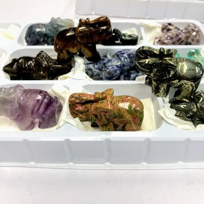 Assorted Elephant Gemstone Carving 1"x2"